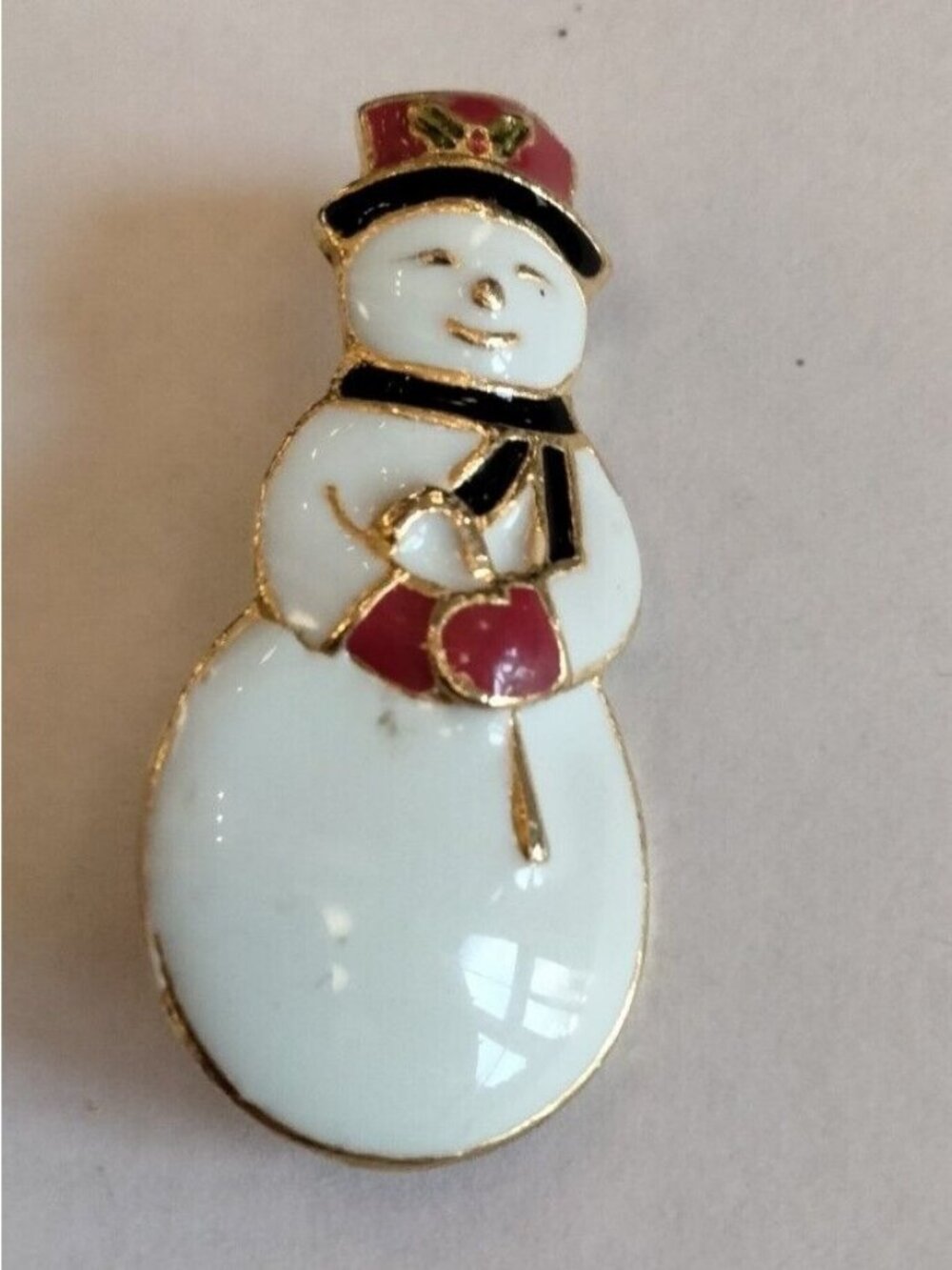 Snowwoman Brooch Snowman Pin Enamel Christmas Holiday Jewelry